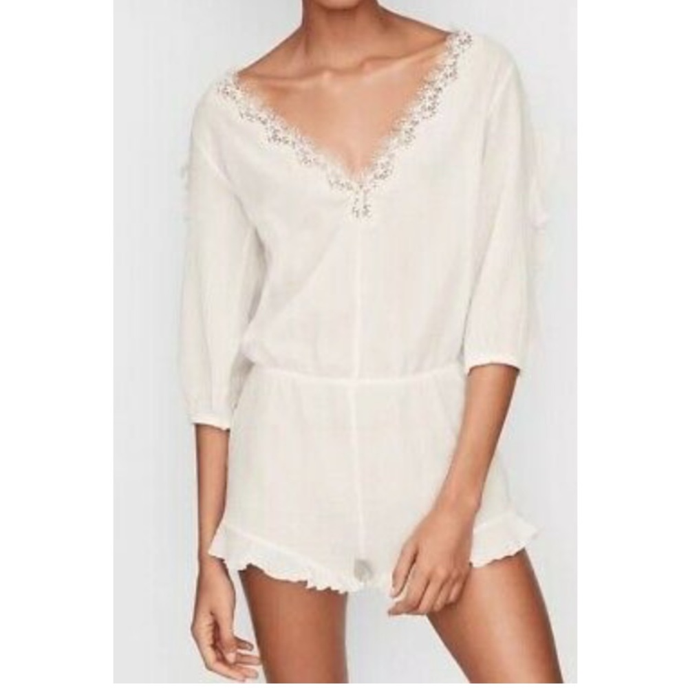 White Victoria secret beach cover romper